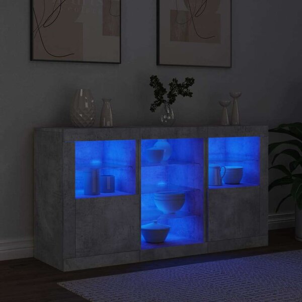 VidaXL LED Tálalószekrény - Betonszürke - 123cm