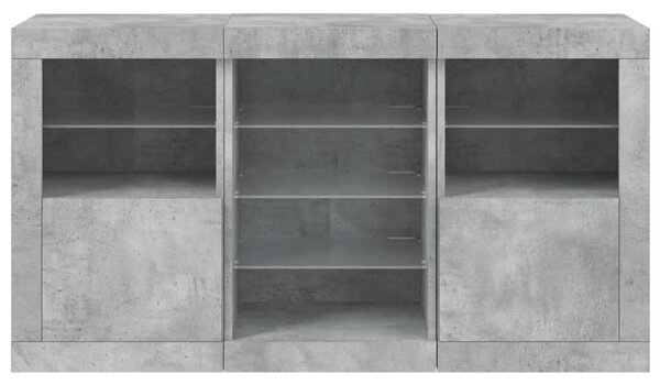 VidaXL LED Tálalószekrény - Betonszürke - 123cm