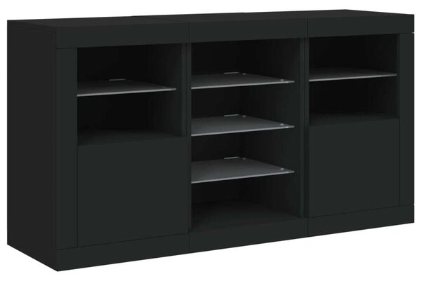 VidaXL LED-es Tálalószekrény - Fekete - 123x37x67 cm