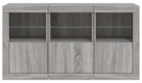 VidaXL szürke sonoma tálalószekrény LED-világítással 123 x 37 x 67 cm