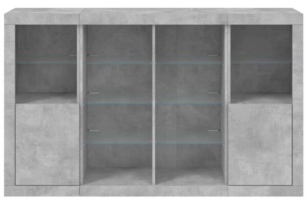 VidaXL LED-es Tálalószekrény Szett - Beton Szürke - 163cm