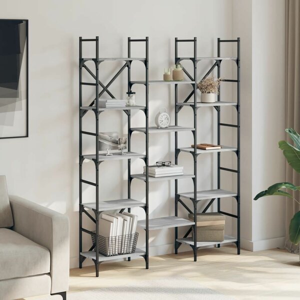 VidaXL szürke sonoma színű szerelt fa könyvespolc 127,5x28,5x172,5 cm