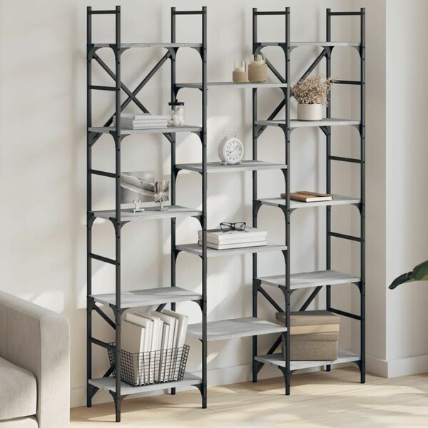 VidaXL szürke sonoma színű szerelt fa könyvespolc 127,5x28,5x172,5 cm