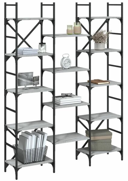 VidaXL szürke sonoma színű szerelt fa könyvespolc 127,5x28,5x172,5 cm