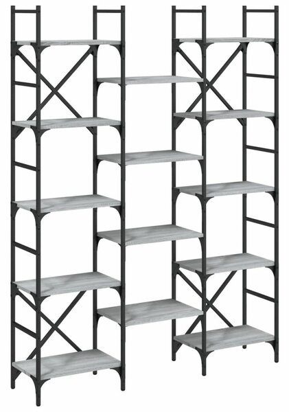 VidaXL szürke sonoma színű szerelt fa könyvespolc 127,5x28,5x172,5 cm