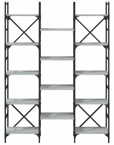 VidaXL szürke sonoma színű szerelt fa könyvespolc 127,5x28,5x172,5 cm