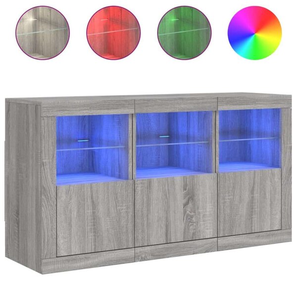 VidaXL szürke sonoma tálalószekrény LED-világítással 123 x 37 x 67 cm