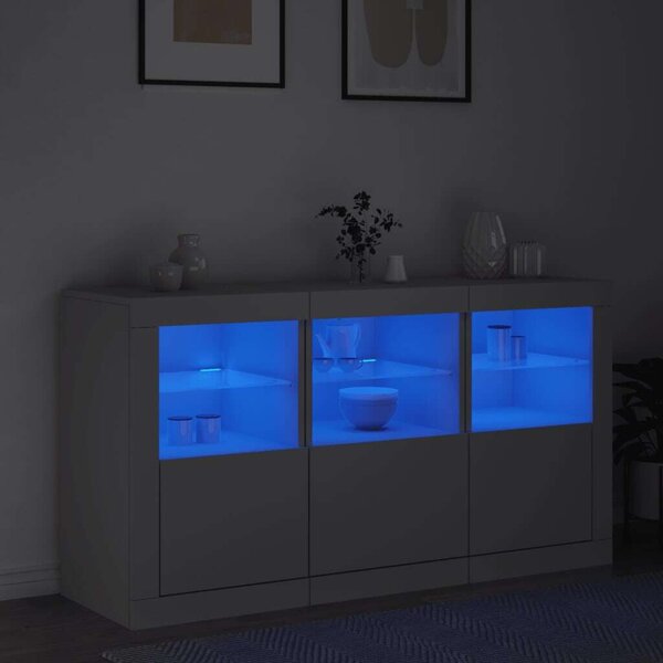 VidaXL LED Tálalószekrény - Fehér - 123x37x67 cm