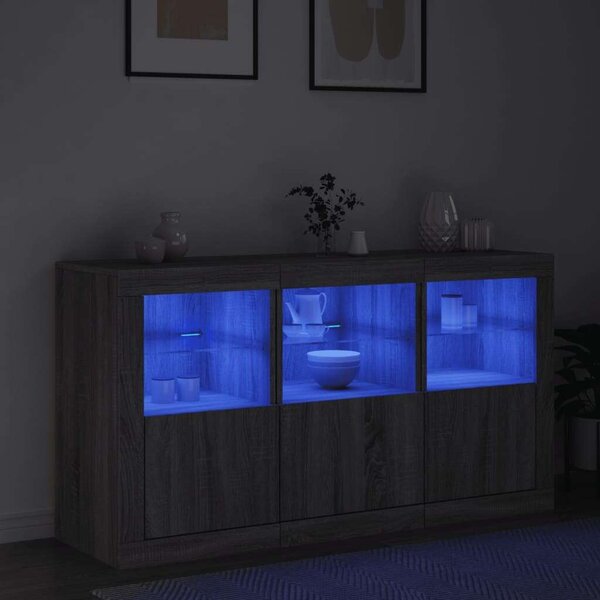 VidaXL szürke sonoma tálalószekrény LED-világítással 123 x 37 x 67 cm