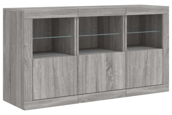 VidaXL szürke sonoma tálalószekrény LED-világítással 123 x 37 x 67 cm