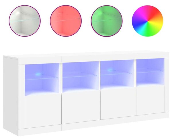 VidaXL LED-es Tálalószekrény - Fehér - 163cm