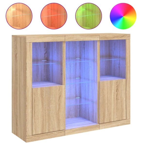 VidaXL LED-es Tálalószekrény - Sonoma Tölgy - 123x37x100 cm