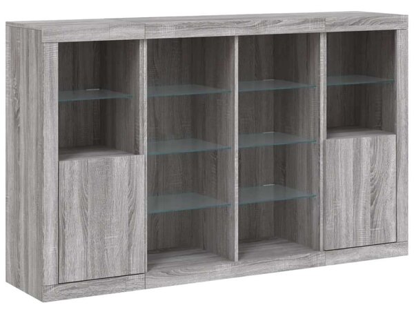 VidaXL LED-es Tálalószekrény - Sonoma Szürke - 163cm