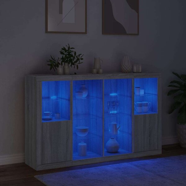 VidaXL LED-es Tálalószekrény - Sonoma Szürke - 163cm