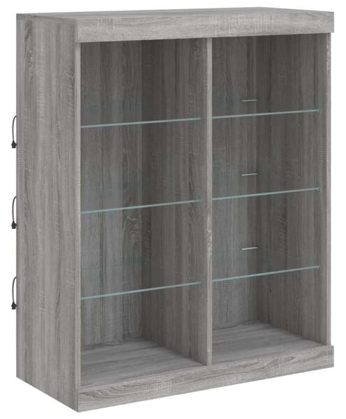 VidaXL LED-es Tálalószekrény - Sonoma Szürke - 163cm