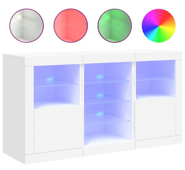 VidaXL LED Tálalószekrény - Fehér - 123x37x67 cm