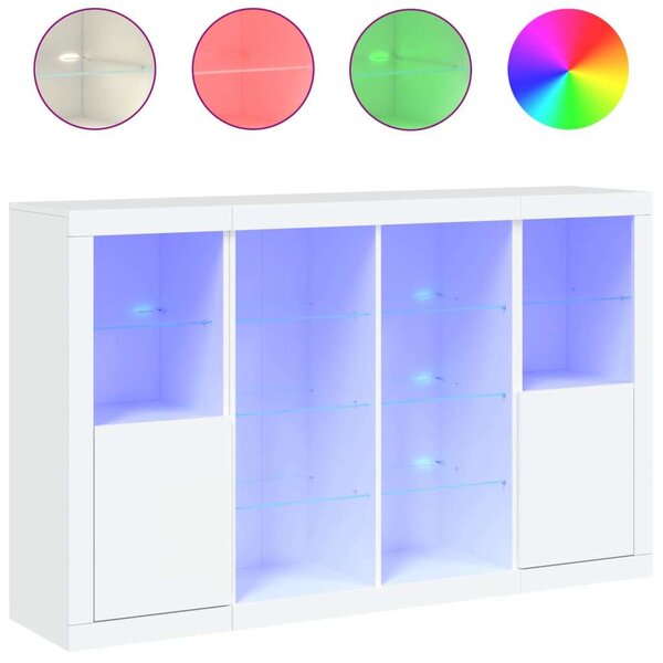 VidaXL Fehér LED-es Tálalószekrény - 163cm