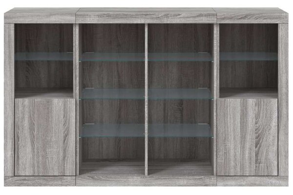 VidaXL LED-es Tálalószekrény - Sonoma Szürke - 163cm