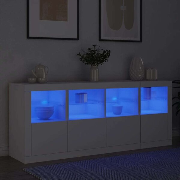 VidaXL LED-es Tálalószekrény - Fehér - 163cm