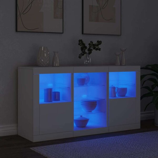 VidaXL LED Tálalószekrény - Fehér - 123x37x67 cm