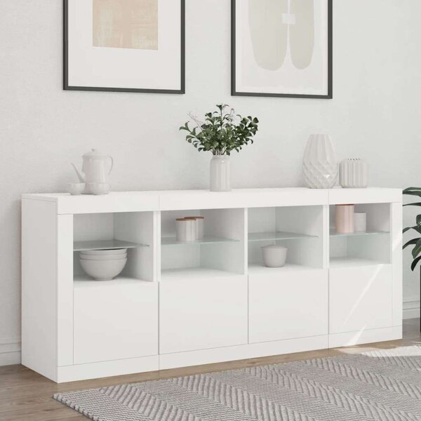 VidaXL LED-es Tálalószekrény - Fehér - 163cm
