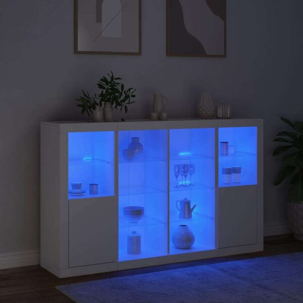 VidaXL Fehér LED-es Tálalószekrény - 163cm