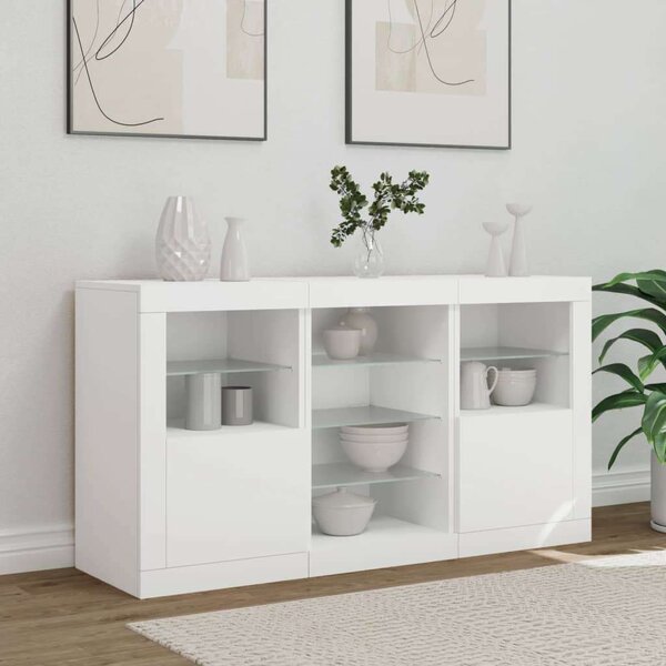 VidaXL LED Tálalószekrény - Fehér - 123x37x67 cm