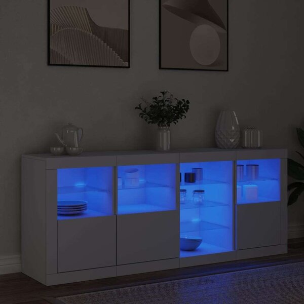VidaXL LED-es Tálalószekrény - Fehér - 164cm