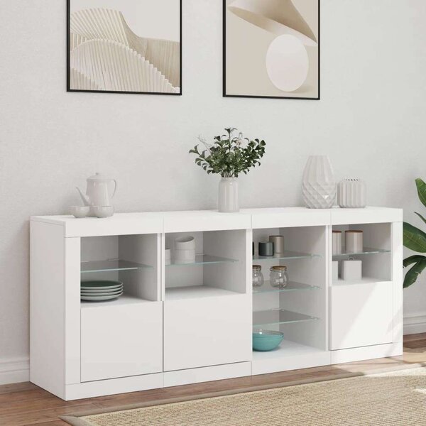 VidaXL LED-es Tálalószekrény - Fehér - 164cm