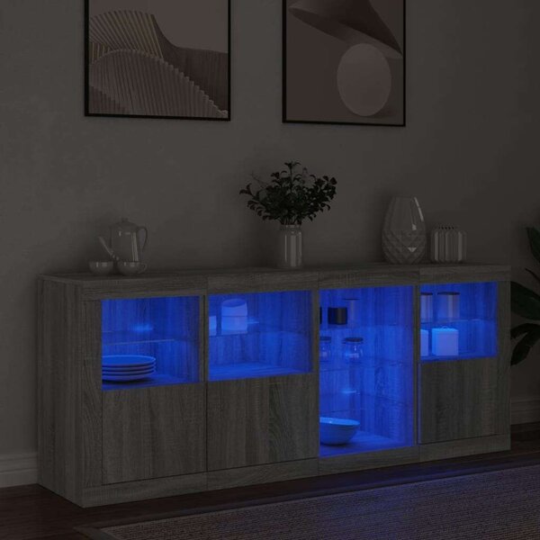 VidaXL LED-es Tálalószekrény - Sonoma Szürke - 164cm