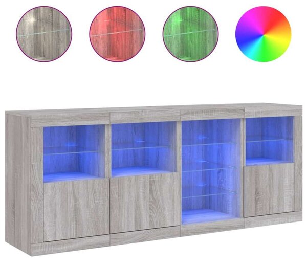 VidaXL LED-es Tálalószekrény - Sonoma Szürke - 164cm
