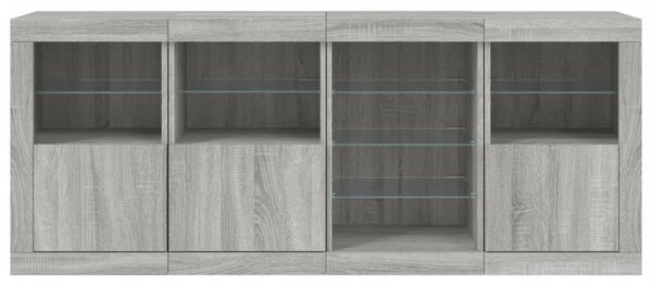 VidaXL LED-es Tálalószekrény - Sonoma Szürke - 164cm