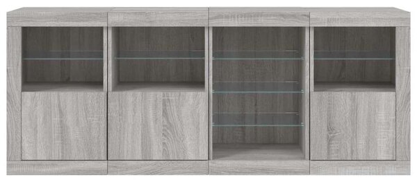 VidaXL LED-es Tálalószekrény - Sonoma Szürke - 164cm