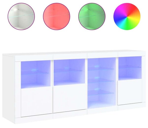 VidaXL LED-es Tálalószekrény - Fehér - 164cm