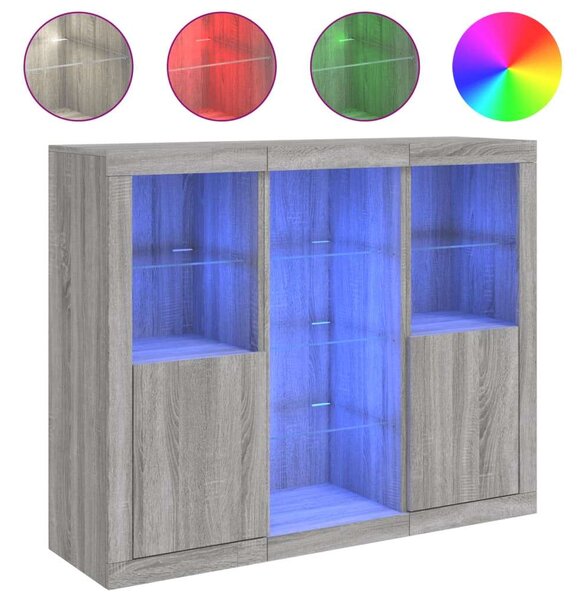 VidaXL LED-es Tálalószekrény Szett - Sonoma Szürke - 123cm