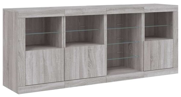 VidaXL LED-es Tálalószekrény - Sonoma Szürke - 164cm