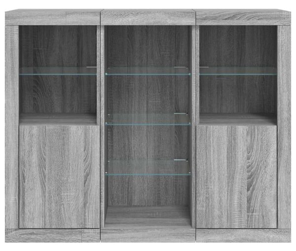 VidaXL LED-es Tálalószekrény Szett - Sonoma Szürke - 123cm