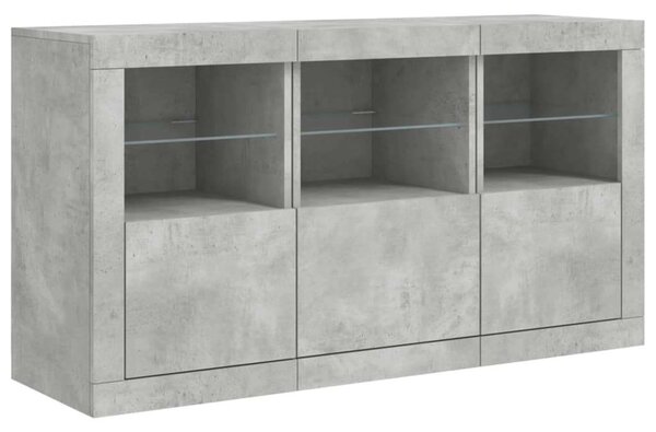 VidaXL LED Tálalószekrény - Betonszürke - 123x37x67cm