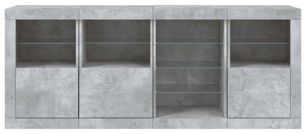 VidaXL LED-es Tálalószekrény - Betonszürke - 164cm