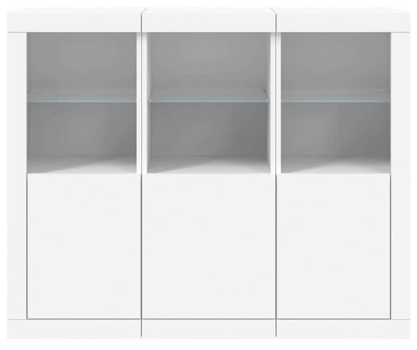 VidaXL LED-es Tálalószekrény Hármas Szett - Fehér - 123x37x100cm