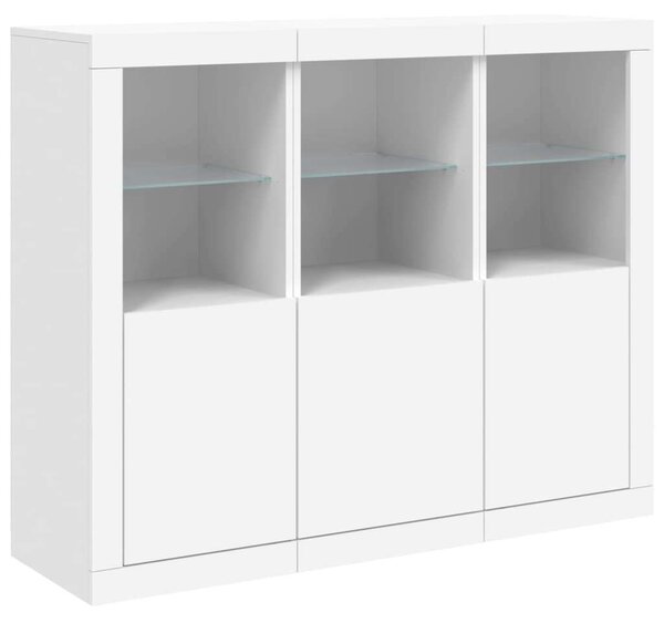 VidaXL LED-es Tálalószekrény Hármas Szett - Fehér - 123x37x100cm
