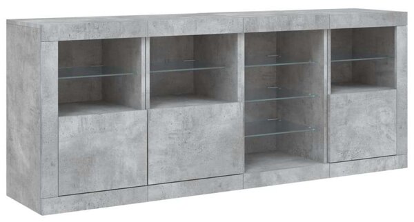 VidaXL LED-es Tálalószekrény - Betonszürke - 164cm