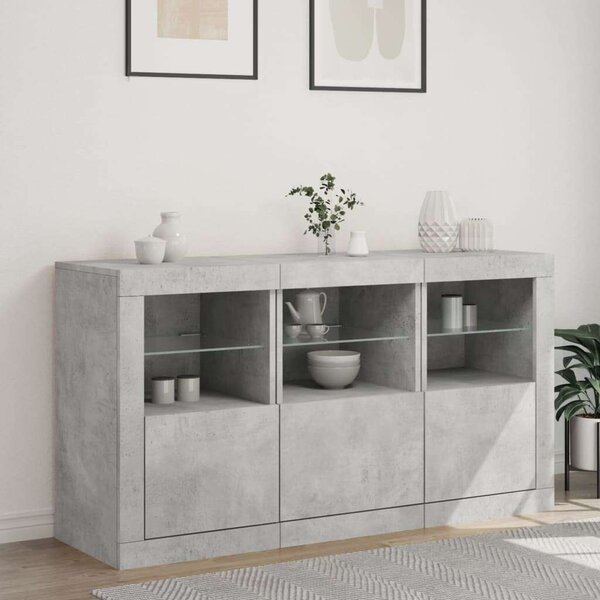 VidaXL LED Tálalószekrény - Betonszürke - 123x37x67cm