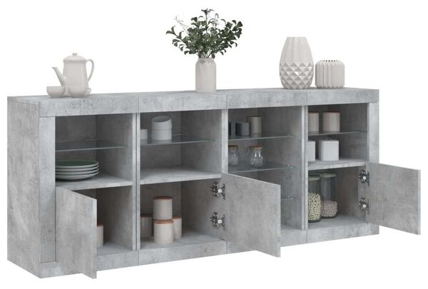 VidaXL LED-es Tálalószekrény - Betonszürke - 164cm