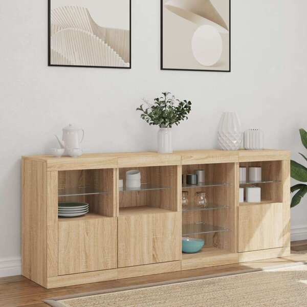 VidaXL Tálalószekrény - Sonoma Tölgy - LED - 164cm