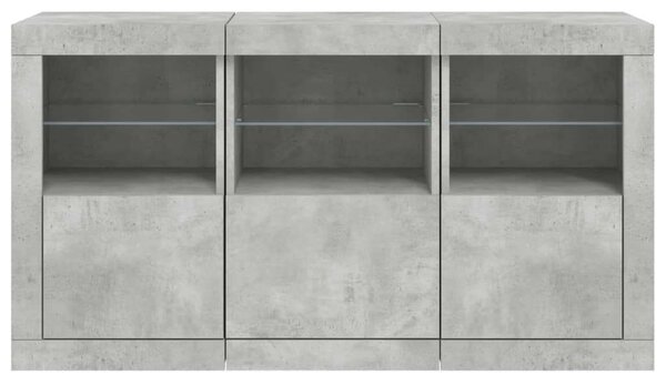 VidaXL LED Tálalószekrény - Betonszürke - 123x37x67cm