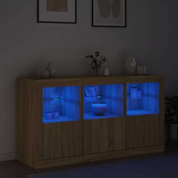 VidaXL LED-es Tálalószekrény - Sonoma Tölgy - 123x37x67 cm