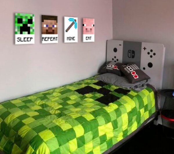 Minecraft vászonkép - a legjobb karakterek vásznon - Eat, Sleep, Mine, Repeat ()