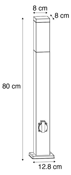 Kültéri lámpa sötétszürke 80 cm foglalattal IP44 - Malios