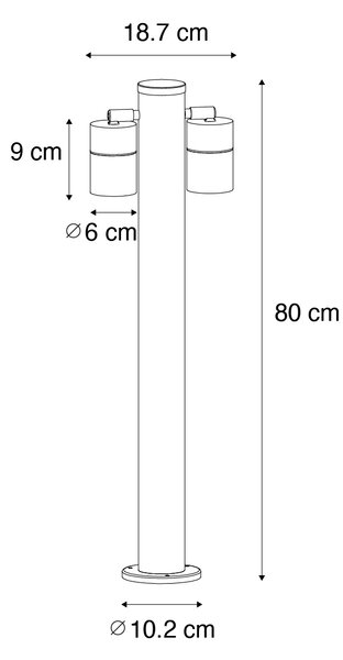 Álló kültéri lámpa fekete 80 cm IP44 állítható 2-lámpás - Duo